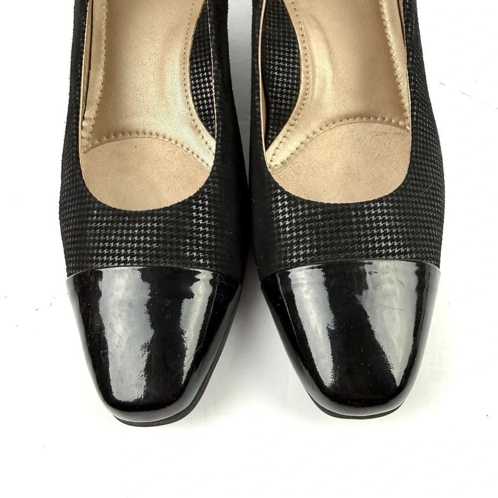 Beautifeel Shoes 39 Black Leather Scale Slip On Heels Womens 8.5 Made In Israel